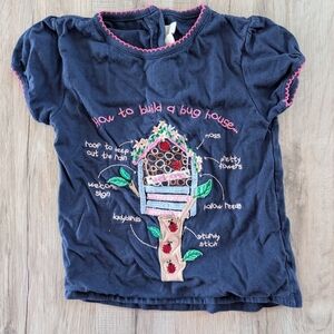 JoJo Maman Bebe Navy Short Sleeve Bug House Applique Tee, 3-4Y (V7)